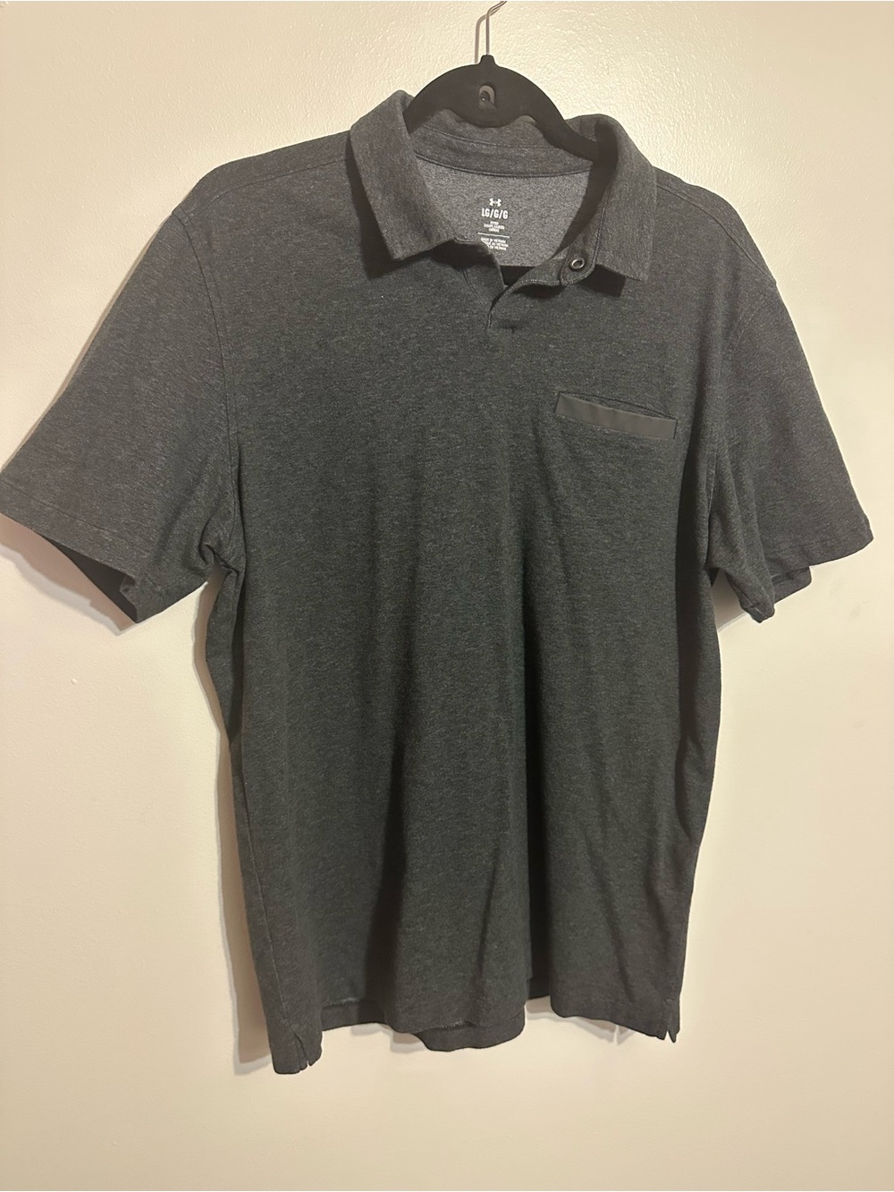 Men's Dark Gray Polo Shirt with Chest Pocket